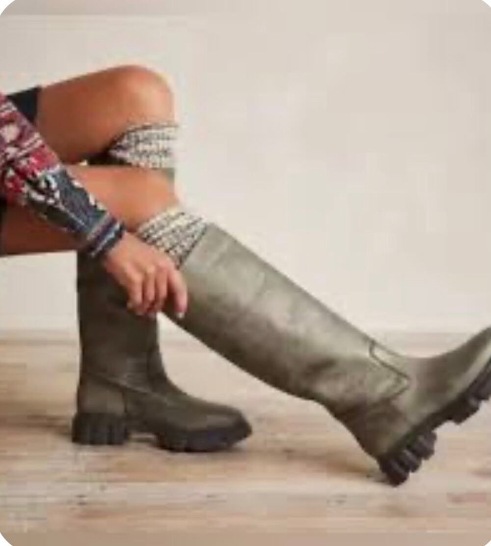 Free People Brooks Tall Boots Gray 38.5 Lug Sole